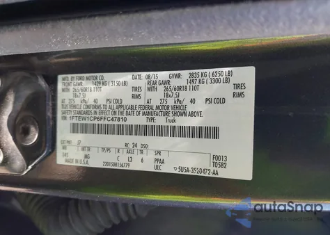 2015 Ford F-150 Xlt z USA, uszkodzony, nr VIN 1FTEW1CP6FFC47810